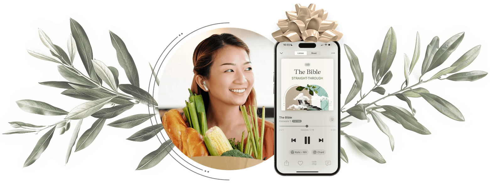 Smiling woman listening on headphones