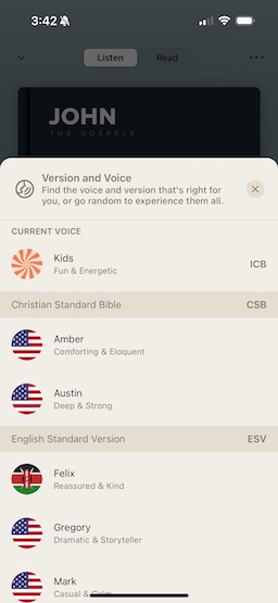 The Dwell app Read Along feature for kids content